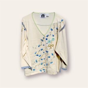 Vintage Storybook Knits Floral Oversized Cardigan